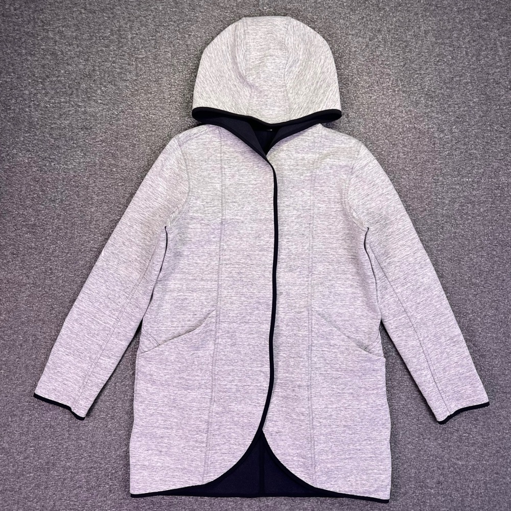 Lululemon Reversible Hooded Jacket Womens M Grey Sporty Tulip Hem Urban Horizons